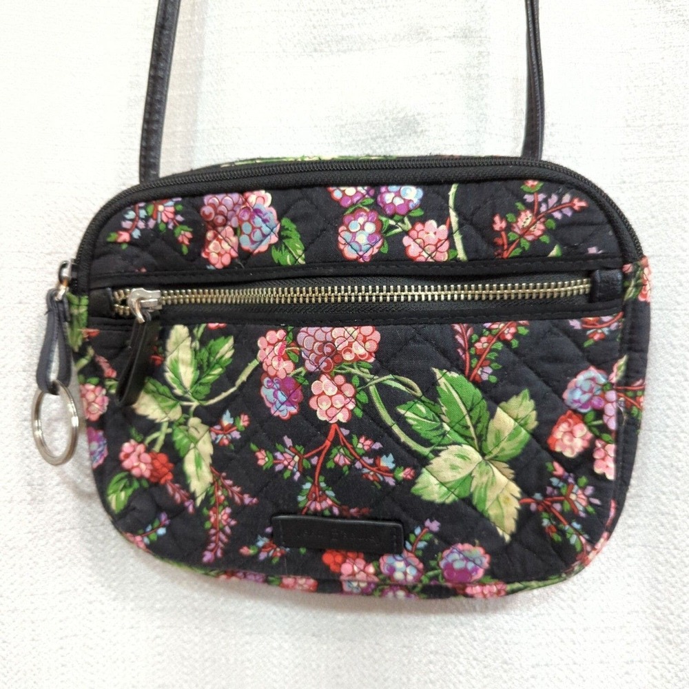 Vera‎ Bradley Crossbody Bag Winter Berry Black Floral Purse